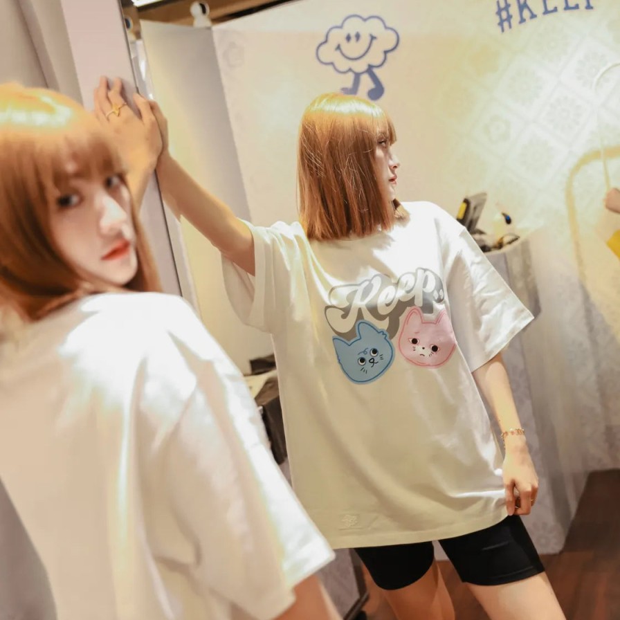 Clothing KICKSTAGE | Kickstage #Keep X Qun Double Cat Tee [Ks178] White